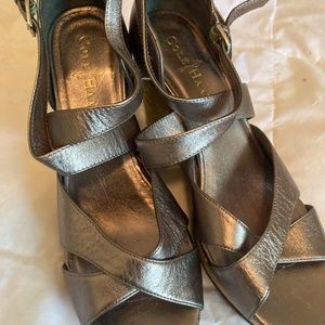 Cole Haan wedges old silver/gold color, size 7.5 medium with cork and espadrille